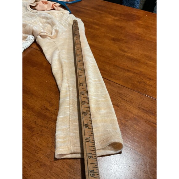 Charming Charlies Peach Top Large Lace Tie Long Sleeve Blouse Shirt L Flowy - Picture 6 of 9